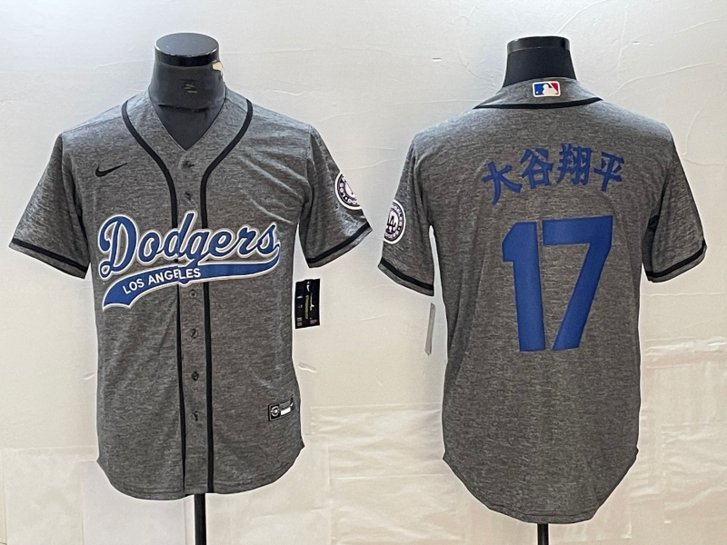 Men's Los Angeles Dodgers Shohei Ohtani #17 Gray Jersey Joint Edition
